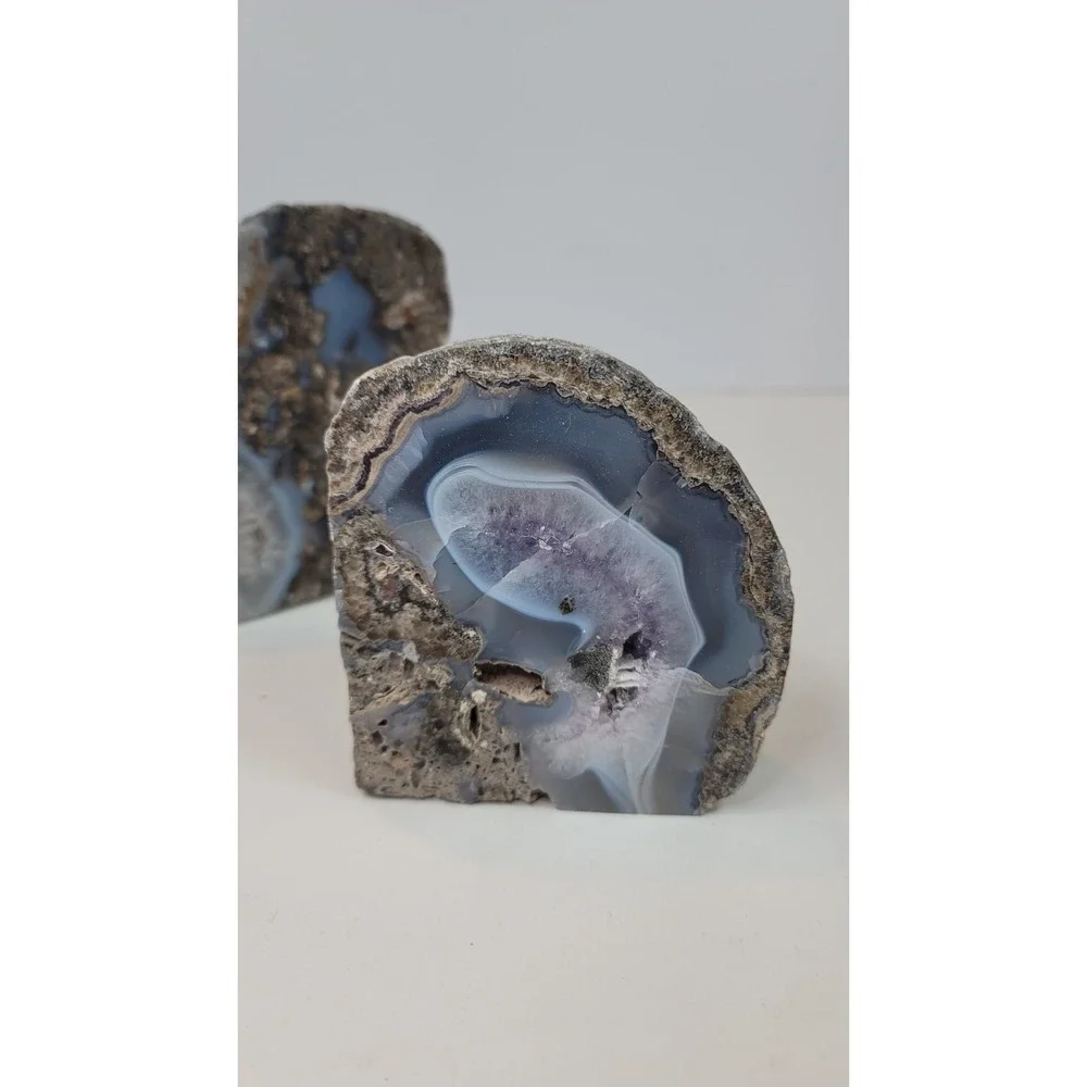 natural stone amethyst quartz crystal cluster geode Bookends